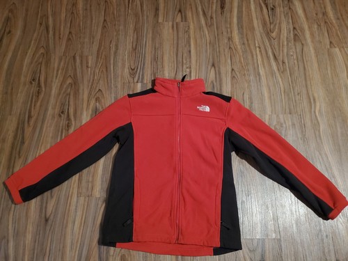 The North Face Sweater Large Youth 14/16 Red/Black Fleece Full Zip Pockets Boys - Picture 1 of 4