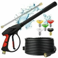 High Pressure Car Power Washer Gun Spray Wand Lance Nozzle and Hose Kit 4000PSI 