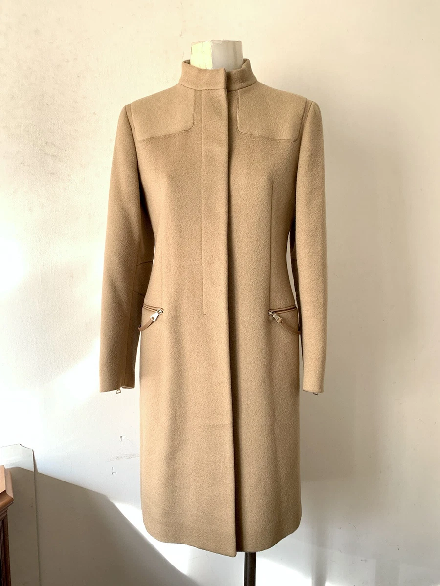 1999 Prada Fall Camel Hair And Leather Minimal Coat Size IT42