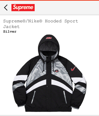 supreme nike jacket silver
