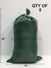 SET OF 5 Sandbags - Empty - 14x26 - Poly Sandbag Sand Bags Bag NEW