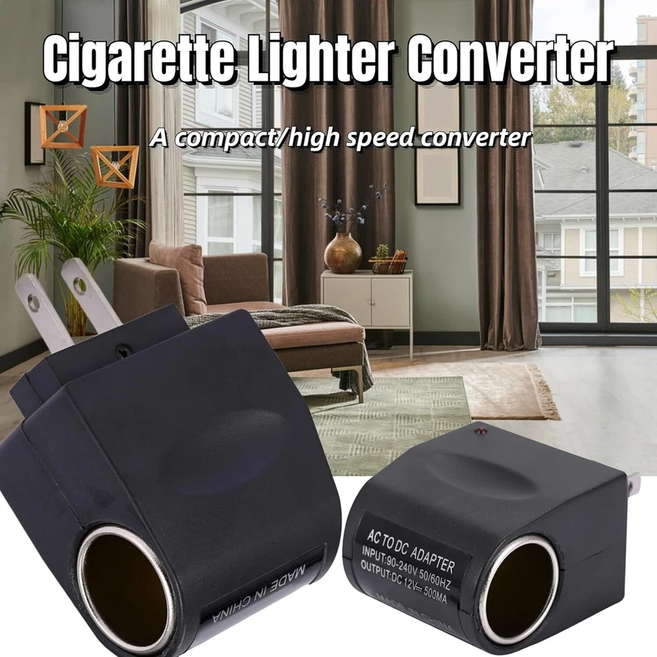 New 110V - 240V AC Plug To 12V DC Car Cigarette Lighter Converter Socket Adapter - Image 2 of 4