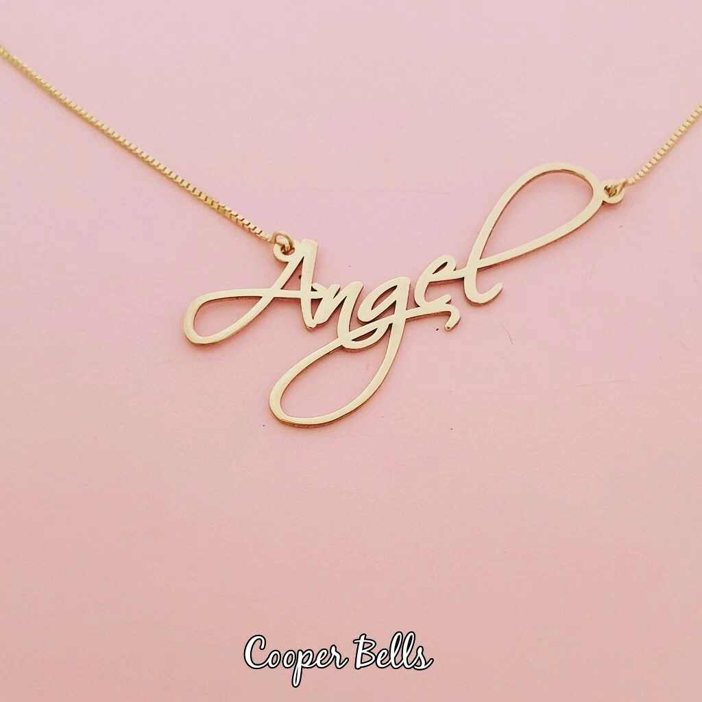 Angel Pendant Angel Charm Angel Nameplate Necklace Order Any Name