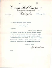 1913 letterhead Carnegie Steel Co Pittsburgh PA BH Taylor St Clair Limestone