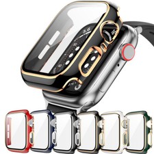 For Apple Watch Series 1/2/3/4/5/6/7 Tempered Glass Screen Protector Case Cover