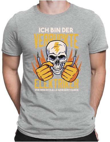 Verrückter Elektriker | Herren Fun T-Shirt S bis 4XL | Totenkopf Elektro Skull - Picture 12 of 15