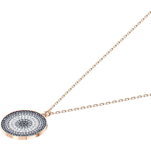 SWAROVSKI 5429126 Luckily Pave Blue White Crystal Disc Evil Eye Pendant Necklace - Picture 7 of 24
