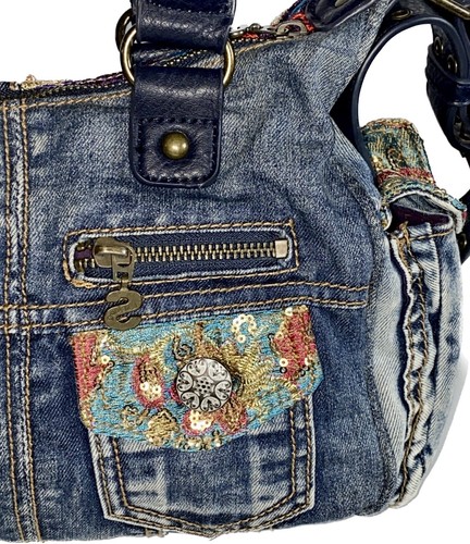 Vtg 90s y2k desigual jeans Denim bag 90s Crossbody & Wallet Sequin Embellished - Picture 9 of 21