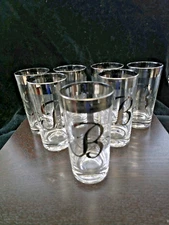 Queens Lusterware Glasses Monogram Letter "B" Set Of 7