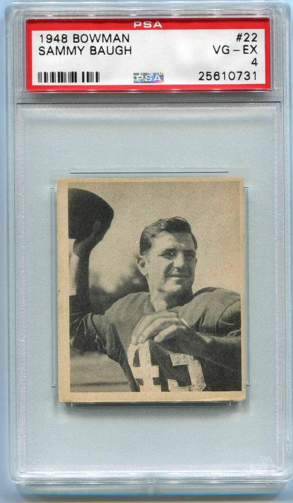 1948 Bowman Football # 22 Sammy Baugh Washington Redskins PSA 4