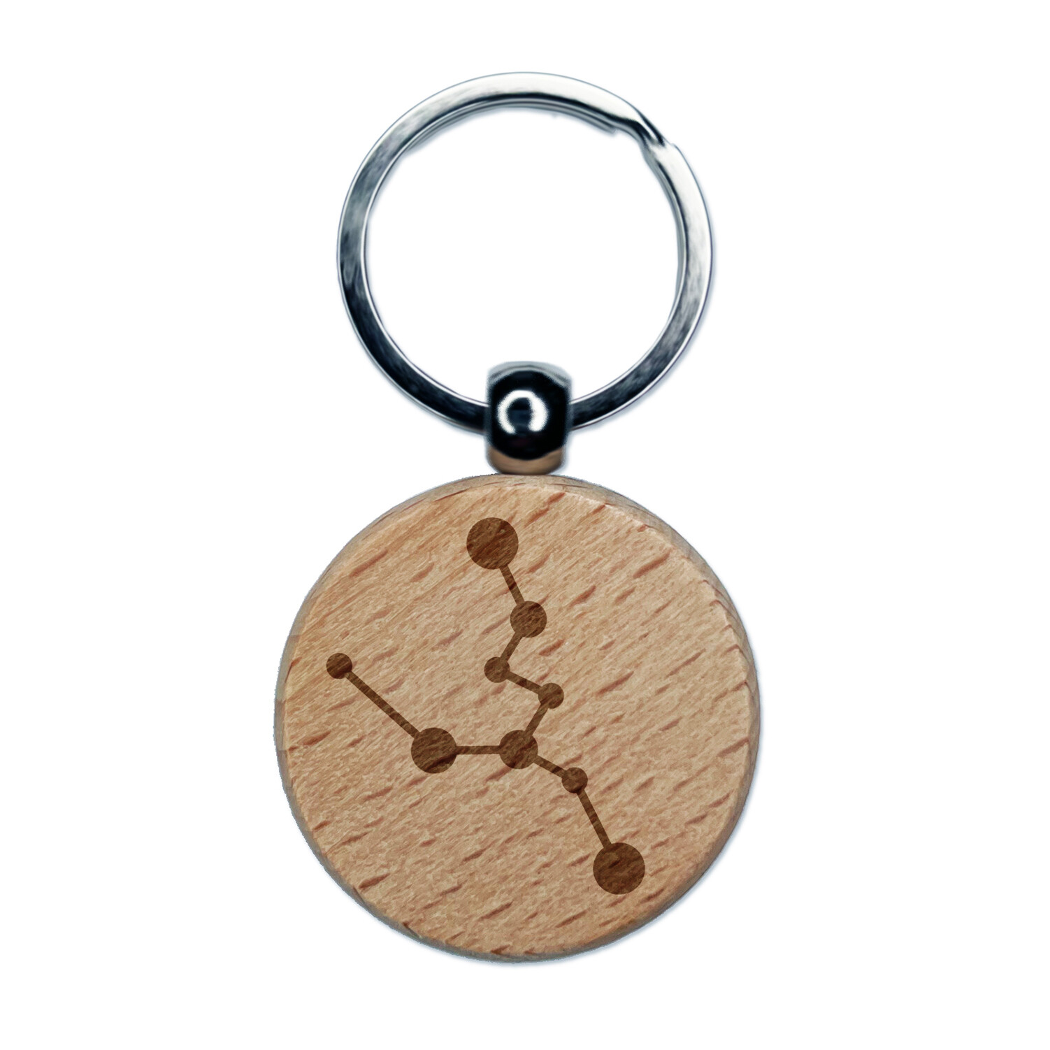 Taurus Zodiac Star Constellations Engraved Wood Round Keychain Tag Charm