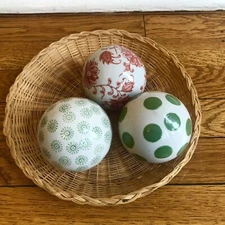 Set of 3 Vintage Carpet  Balls Bowl Filler Decor
