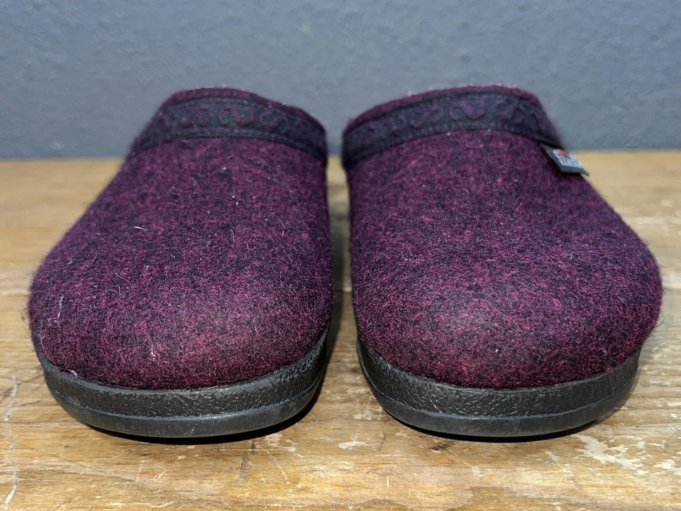 Zueco de lana para mujer Stegmann suela de poli borgoña talla 6 1/2 cómodo Foto 4 de 4