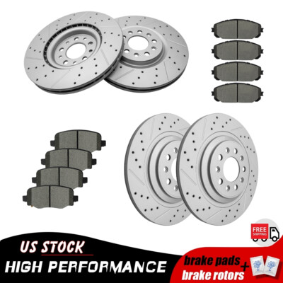 Front Rear Brake Rotors + Ceramic Pads for Jeep Cherokee w/ Dual Piston Caliper