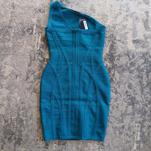 Dolce and Diva Bodycon Kleid Damen Gr. Small Blaugrün Bandage eine Schulter ärmellos - Bild 4 von 14