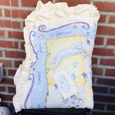 Vintage Kidsline Baby Quilt Comforter Multi Color Stars/ Blocks/shoes 37x41