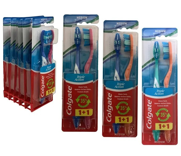 4 x COLGATE Triple Action Toothbrushes - Medium ( 2 x twin packs)