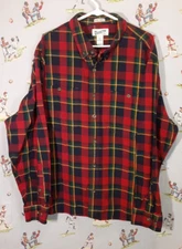 👀 Duluth Trading Co. Untucked Men 2XL Relaxed Fit Red Plaid Button Down Shirt