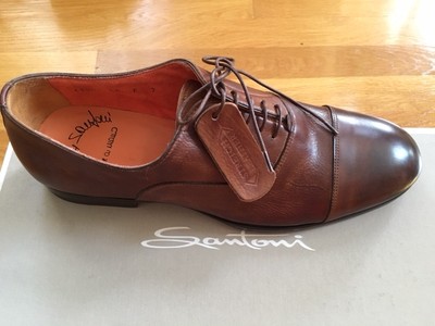 NIB SANTONI FATTE A MANO Men's Leather Derby Lace-up Shoes