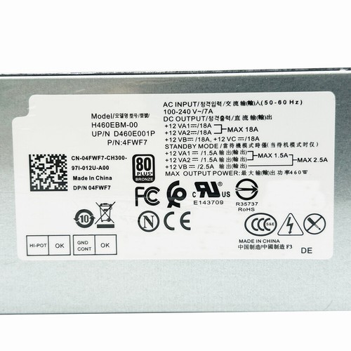 1pcs for Optiplex 5060 5090 7050 7060 7070 H460EBM-00 460W Power Supply - Afbeelding 5 van 5