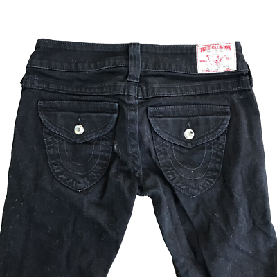 True Religion Women Sz 26 Jeans Black Disco Joey Twisted Seam