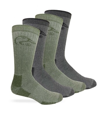 Ducks Unlimited Mens Utra-Dri Full Cushion Crew Boot Socks 4 Pair Pack