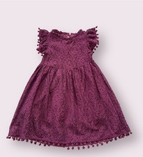 2Bunnies Burgundy Pompom Lace Party Dress Size 5