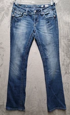 Miss Me Jeans Womens 28 Blue Denim Embroidered Rhinestone Studded Boot Cut