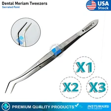 Meriam Foil Serrated Angled Tip Tweezer 16cm Dental Surgical Cotton Pick Forceps