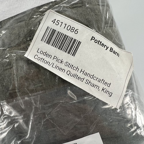 NEW Pottery Barn PickStitch Handcrafted Cotton Linen King Sham Loden Green - Picture 5 of 10