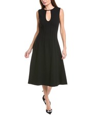 Oscar De La Renta Keyhole Seam Detail Silk-Trim Wool-Blend Midi Dress Women's  2