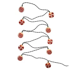 Kurt Adler Indoor/Outdoor UL 10-Light Peppermint Candy Light Set, 9ft