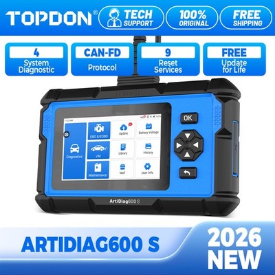 TOPDON AD600S OBD2 Scanner 4 System Diagnostic Tool 9 Reset Lifetime Free Update