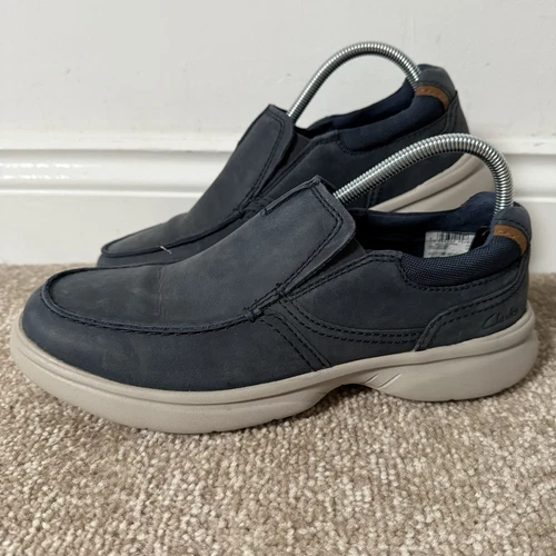 Mocassini uomo Clarks Bradley Free blu navy pelle ruvida UK 7 5