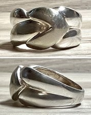 Vintage Designer Signed M Sterling Silver Modern Knot Band Ring, Size 6, 4.6g