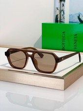 Bottega Veneta BV1336OA Transparent Brown Aviator Sunglasses 55-17-145 UnisexBot