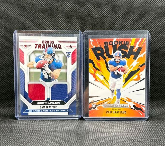 2025 Panini Rookies & Stars Cam Skattebo Cross Training, Rookie Rush Memorabilla