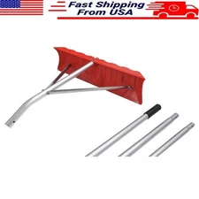 Poly Roof Rake 21ft Reach 23in Blade Lightweight Aluminum Handle Snow Removal US