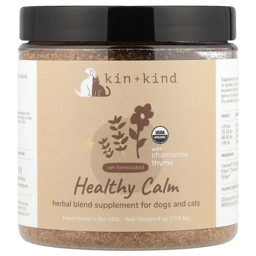 Healthy Calm, Herbal Blend Supplement for Dogs and Cats, With Chamomile Thyme, 4