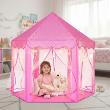 Durable Hexagon Princess Castle Play Tent with Bright Star Lights for Toddlers