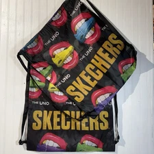 TWO-Uno Lips Sketchers Shoes Drawstring Backpack Bag 20x16 Gym Bag. A MUST HAVE!