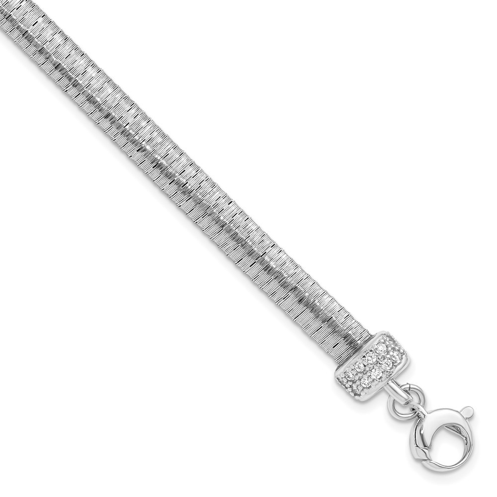 Sterling Silver Rhodium-plated Cubic Zirconia Bracelet 7