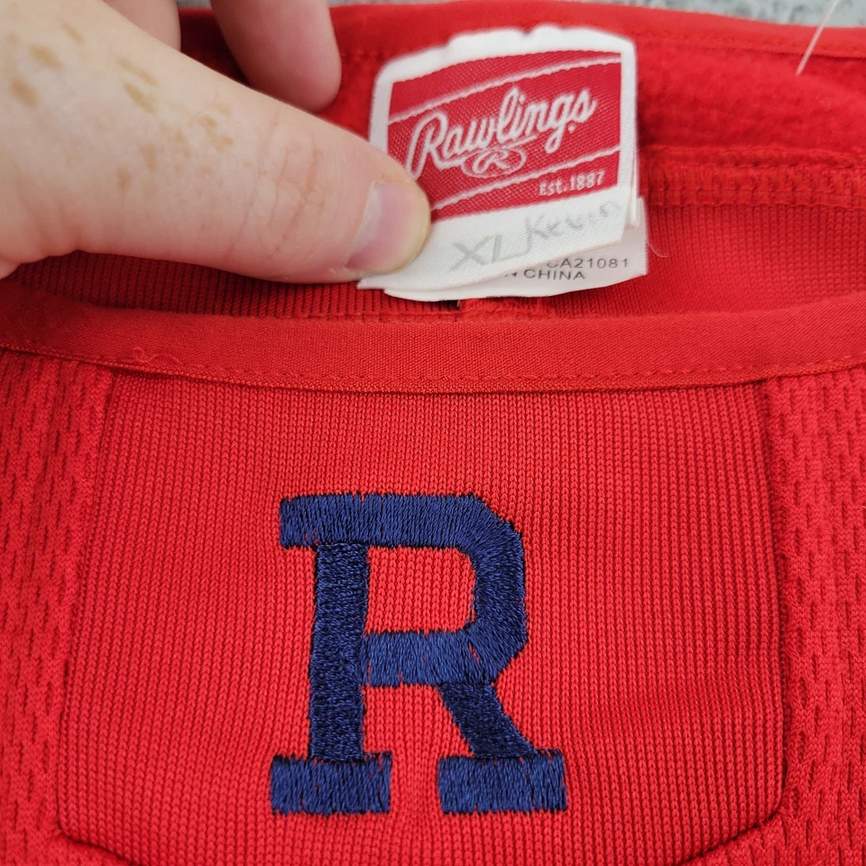 Sudadera Rawlings Para Hombre XL Roja Rendimiento Bordada Manga Larga Foto 3 de 4