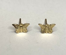 14K Yellow Gold Butterfly Stud Earrings 7mm 0.35 gram