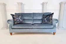 Immaculate Duresta 2.5 Seater Blue Velvet Large Sofa - RRP £4,800