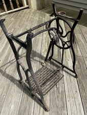 Antique Wilson Wheeler Sewing Machine Treadle Base Cast Iron Industrial Working