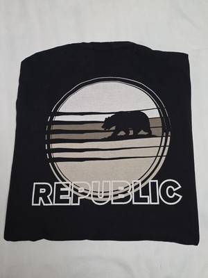 JAMES PERSE Standard Black CA. Republic Logo Long Sleeve Pullover Shirt SZ 1
