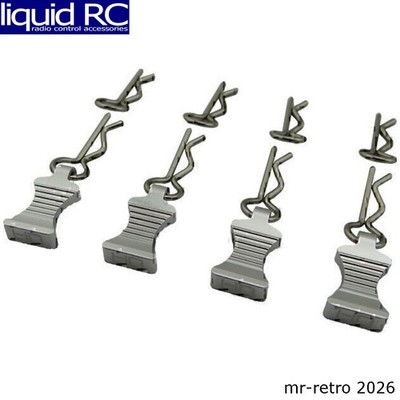Hot Racing AC03EZ08 Silver bent Body Clips 21.8mm long 1.14mm wire (4)