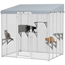 79" Large Catio, Galvanized Steel Outdoor Cat Enclosure with Canopy