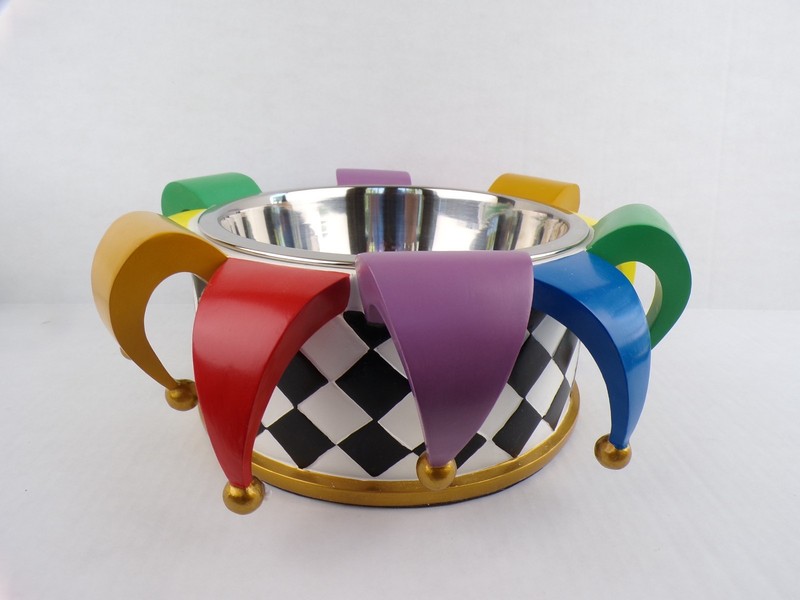 NIB Jester Rainbow 10" FOOD / WATER BOWL Stand,  Family Pet Pride
